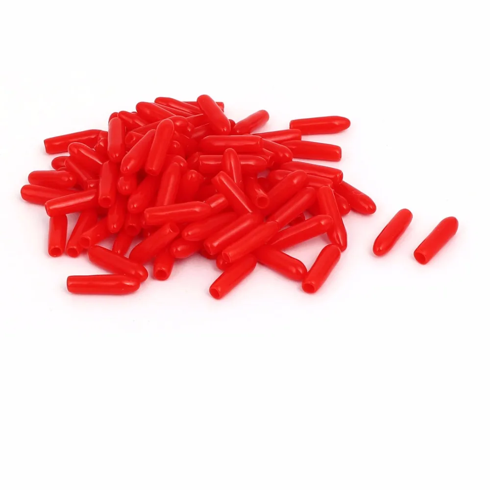 

UXCELL 100pcs Rubber Round Tip Insulated End Caps Screw Thread Protector Cover Red Color