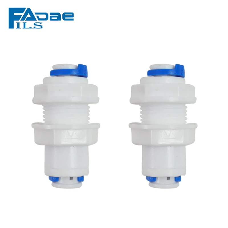 2 PACK OF Straight Bulkhead Connector 1/4