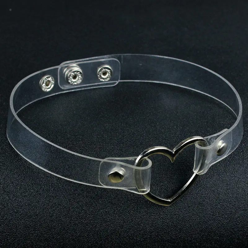 New Clear Punk Chocker Necklace Women Adjustable Transparent Heart Choker Necklace Gothic Girls Collar Necklace Women Jewelry