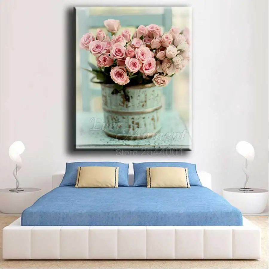 Ever Moment 5D Diamont Painting Pink Rose Shabby Chic Beautiful Diamond Embroidery Diamond Painting Floral Craft ASF972