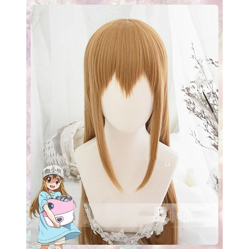 New Anime Hataraku Saibou Cosplay Wigs Cells At Work!Blood Platelet PLT Long Straight Blonde Synthetic Hair for Adult girls