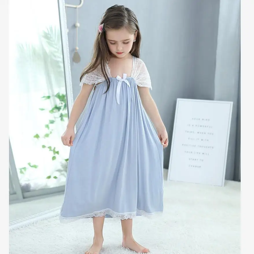 

2019 Summer Children's sleeveless Vest Nightdress Baby Girls Clothes Sleepshirts Vintage Nightgowns Lounge Kids Sleepwear Y825