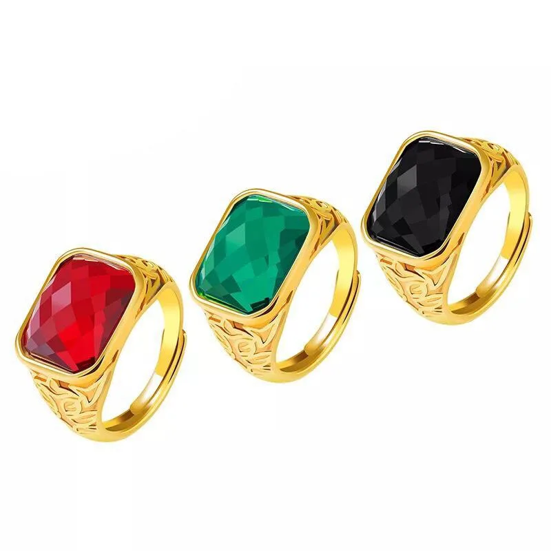 MxGxFam Red / Black / Gre Rings For Men  Pure Gold Plated Good Quality Hot jewelry Gift for Father / Husband / Boyfriend / Lover