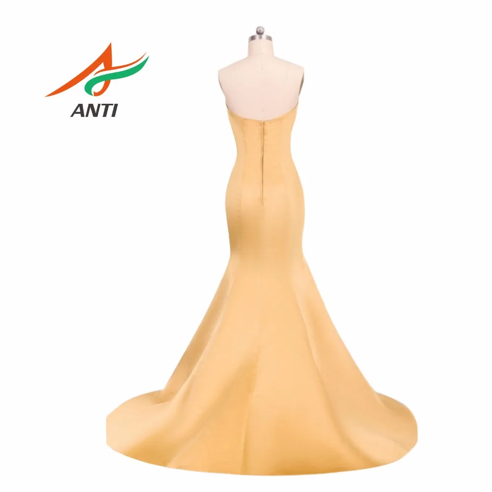 فستان سهرة طويل بتصميم حورية البحر, فستان سهرة طويل بدون أكمام باللون الذهبي مناسب للحفلات ، موديل 2019 #2