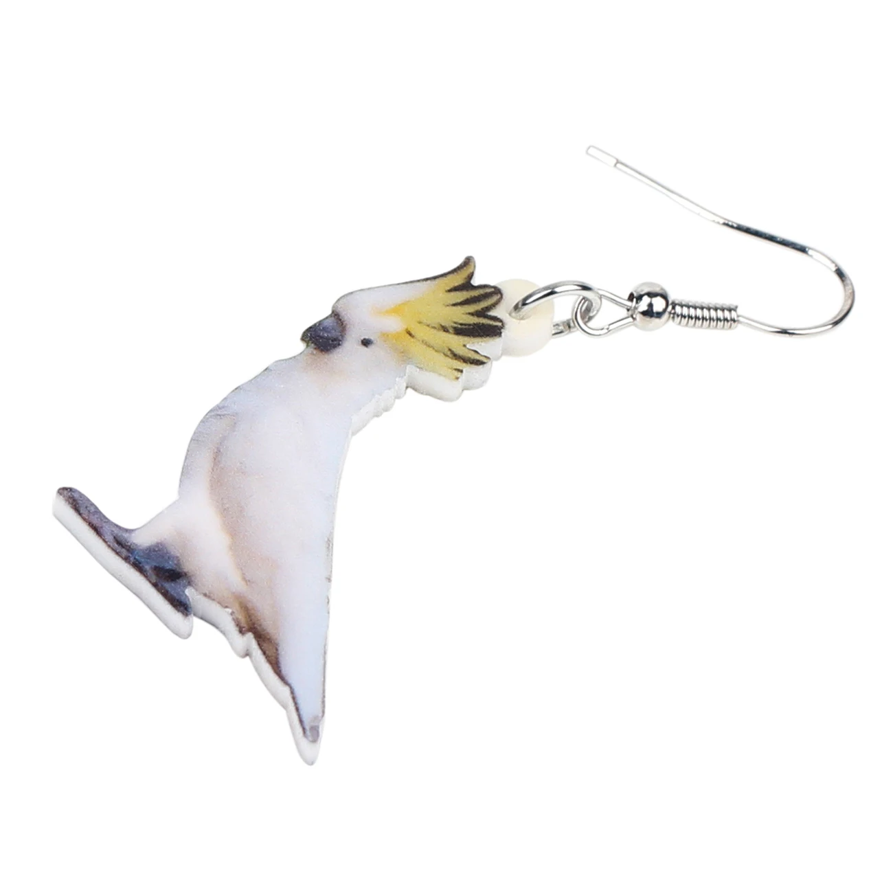 Bonsny Acrylic Australian Sulphur-crested Cockatoo Bird Earrings Drop Dangle Unique Fun Animal Jewelry For Women Girls Gift New