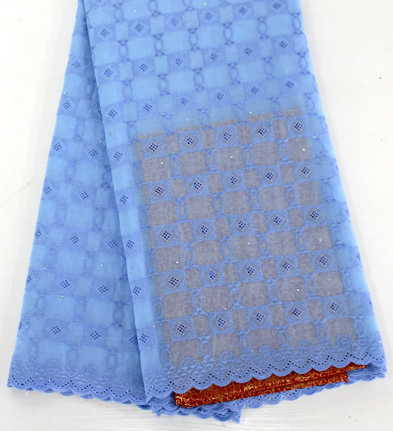 

African Swiss Voile Lace High Quality Swiss Voile Lace in Switzerland Light Blue 5yards Cotton African Nigeria Material Man ZDDY