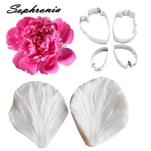 Veiner &Pemotong Kelopak Peony Besar Cetakan Silikon Cetakan Fondant Alat Dekorasi Kue Gumpaste Cokelat, Cetakan Sugarcraft CS286 8 cetakan kelopak penjualan terbaik - №