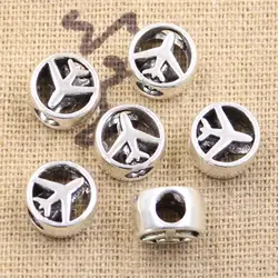 15pcs 11x7x11mm Airplane Plane 4mm Big Hole Antique Silver Color Beads Charms Fits Diy Charms Bracelet Jewelry Beads