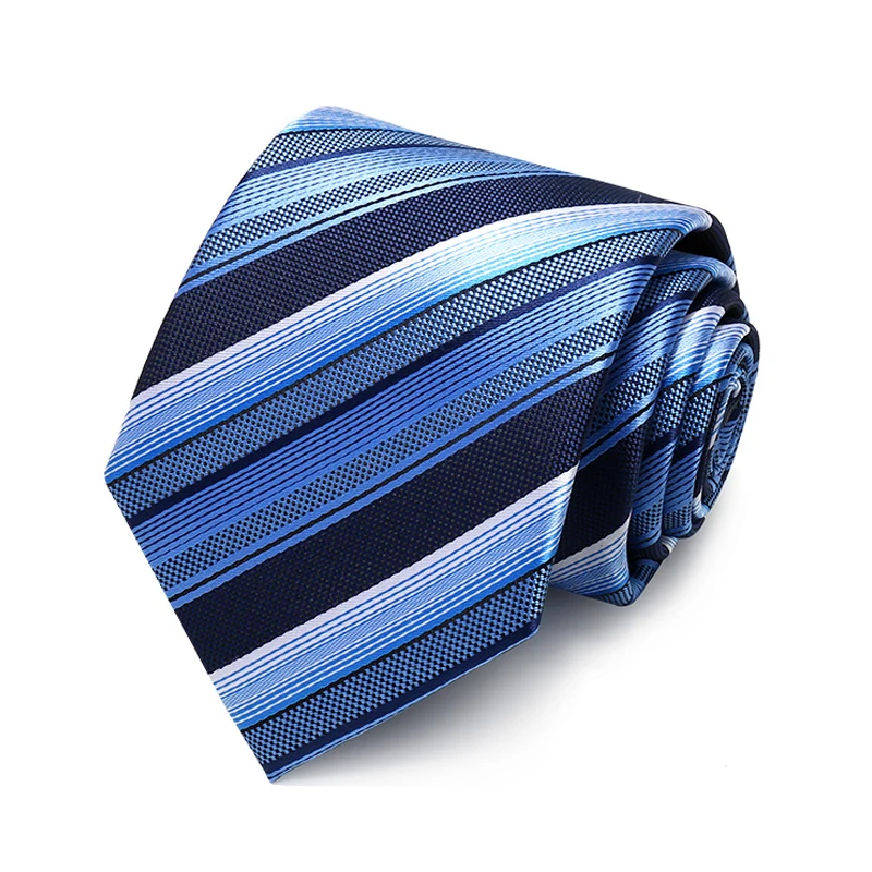 

Luxury Blue Striped Ties for Men Business 8cm Wide Tuxedo Suit Necktie Boys Work Interview Ties Corbatas with Men's Tie Gift