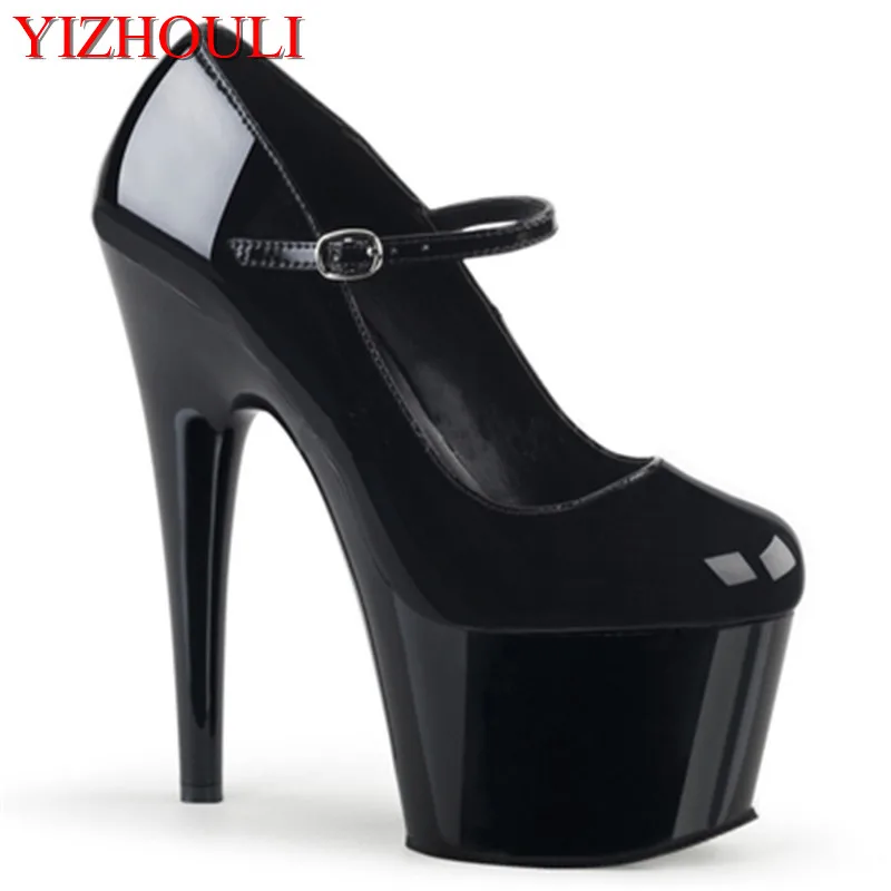 Lacquer thick bottom sexy dancing shoes 17 cm high heels, stage show woman pole dancing shoes