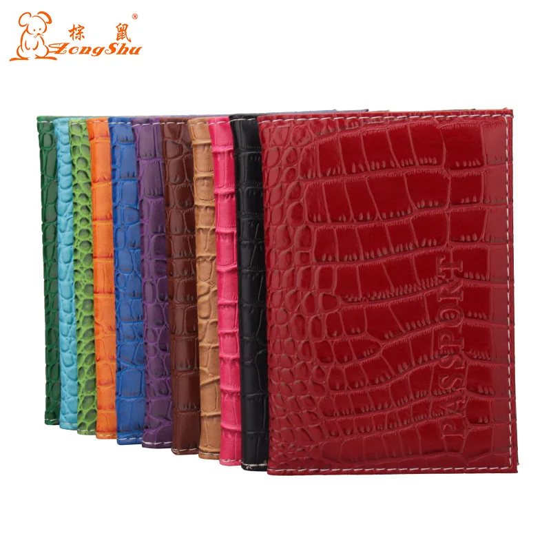 Zongshu brand Russian popular crocodile line passport holder case international standard size PU leather travel passport cover