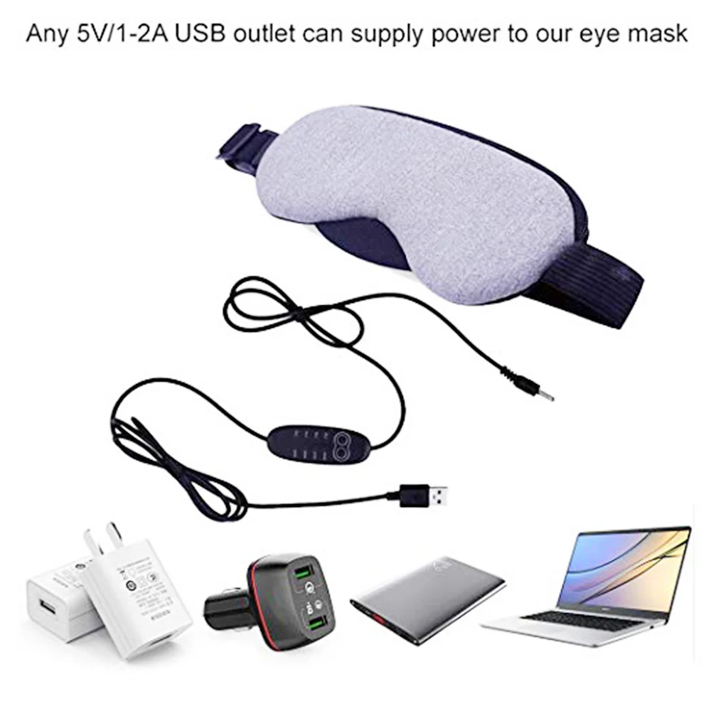 Recyclable USB Hot Steam Sleep Eye Mask Heated Lingette Lavable Cotton Eye Mask For Sleep Eye SPA Lavender Adjustable Bandage