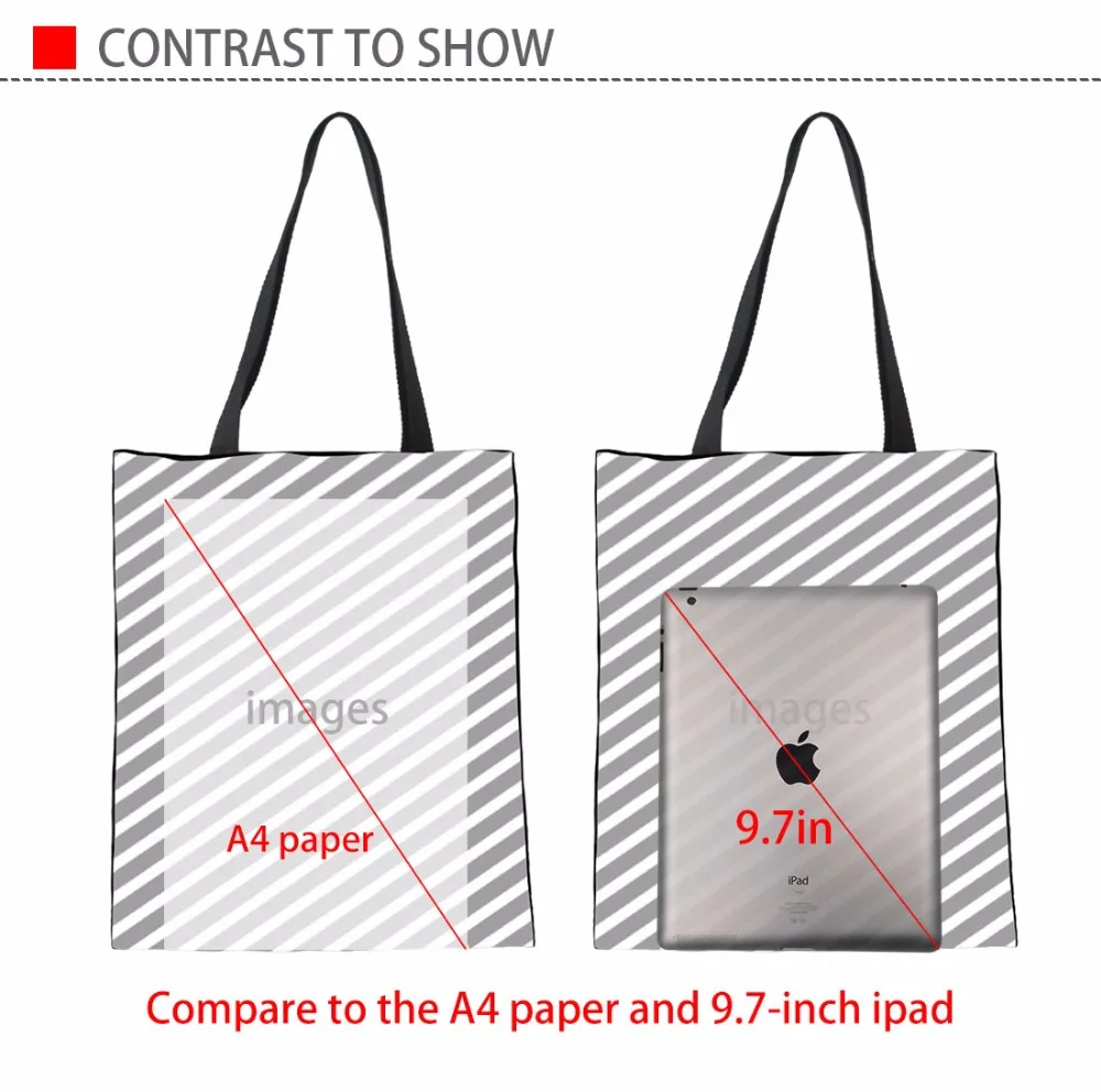 NoisyDesigns New Custom Reusable Shopping Bag Grocery Eco Foldable Women Mesenger bags Canvas Tote Bags Drop Shipping Wholesale