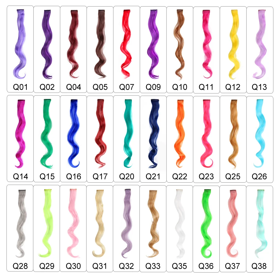 AliLeader Synthetic 87 Colored Long Straight Ombre Hair Extensions Pure Clip In One Piece Strips 20\