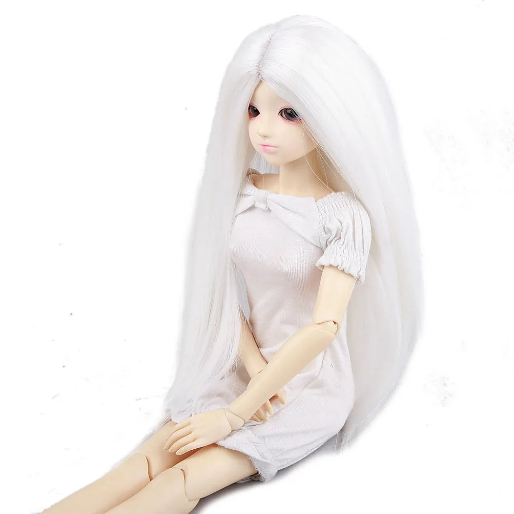 [Wamami] 97 # Witte Rechte Lange Pruik 1/3 Sd Aod Dod Dz Bjd Dollfie 8-9"