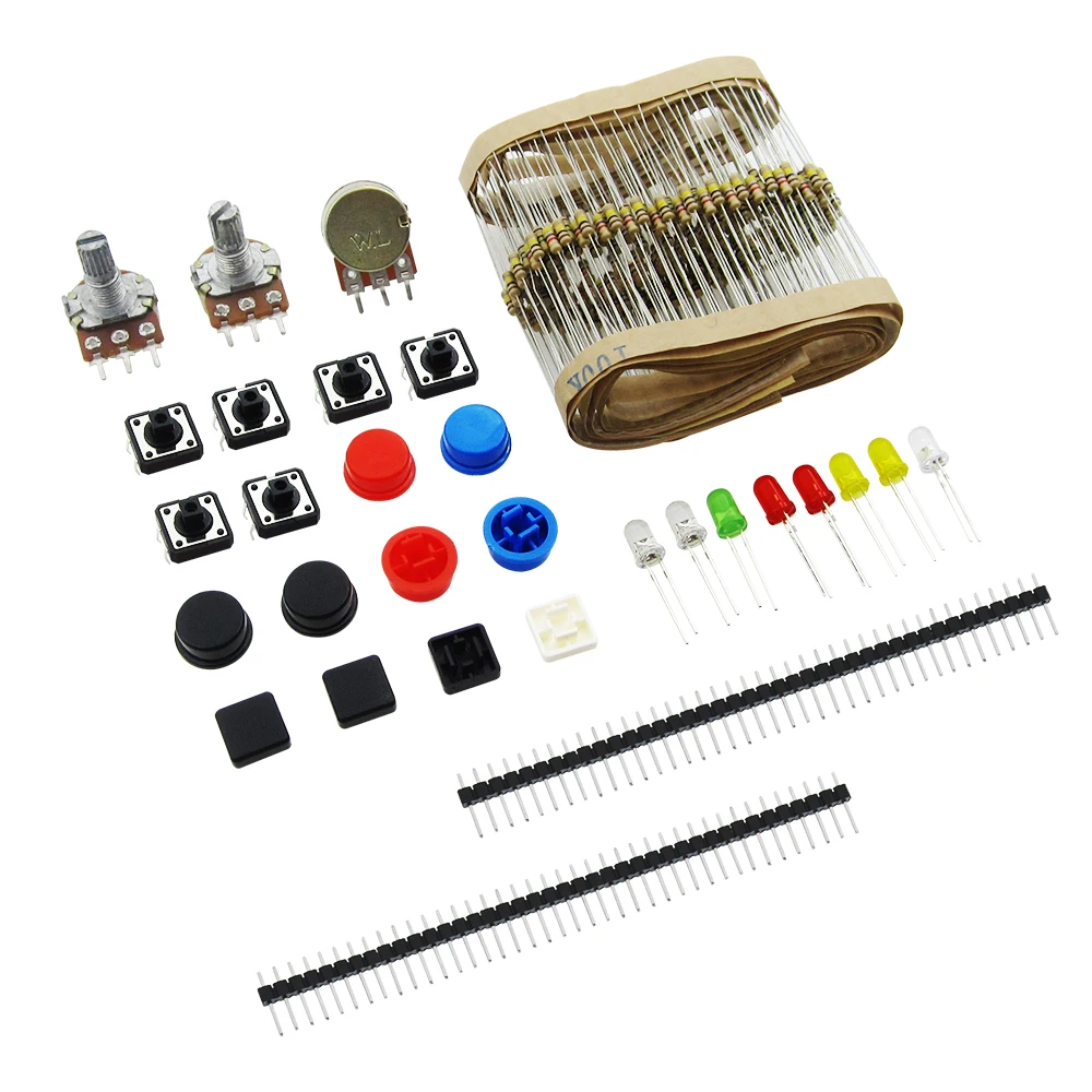 1LOT generic parts package Handy Portable Resistor Kit Starter Kit UNO R3 LED potentiometer tact switch pin header