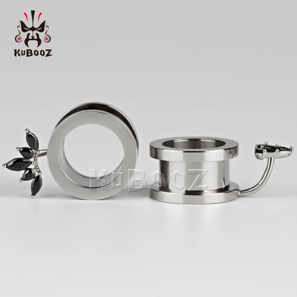 KUBOOZ Ear Gauges 2G 0G 00G Piercing Stainless Steel Plugs Tunnels Stretcher Body Jewelry Expander Screw Earrings Gift 2PCS image 3