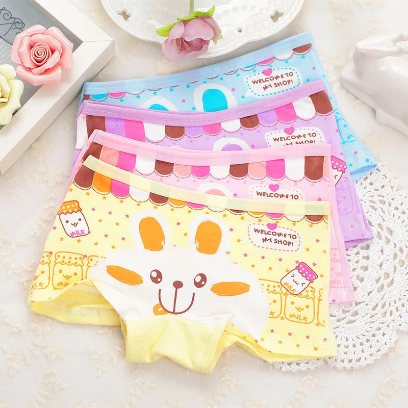 New 2-19T 4Pcs Children\'s Clothing Baby Soft Cotton Boxer Girls\' Briefs Kids Underwears Cute rabbit Panties calcinhas infantis