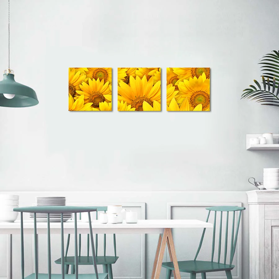 3 Pieces Sunflower Wall Art Canvas Painting Yellow Flowers Print Poster Modern Style Picture Living Room Home Decor