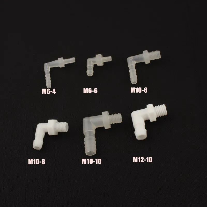 8pcs NuoNuoWell M6~M12 Thread 90 Degree Pipe Elbow Connector Aquarium Adapter Fish Water Tank Hose Fittings Garden Irrigation