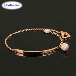 Anti Allergy OL Style AAA+ Cubic Zirconia Fashion Bracelets &Bangles Rose Gold Color Crystal Jewelry For Women pulseras DWH195