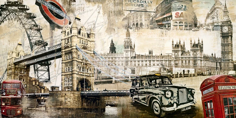 vintage posters canvas prints modern decorative painting scenery views London double decker bus subway bridges landmarks views