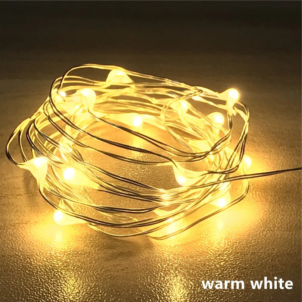 New Year Christmas Garland Waterproof Copper Wire 2032 Battery LED String Lamp Fairy lights 2m/5m Length for indoor Decorations