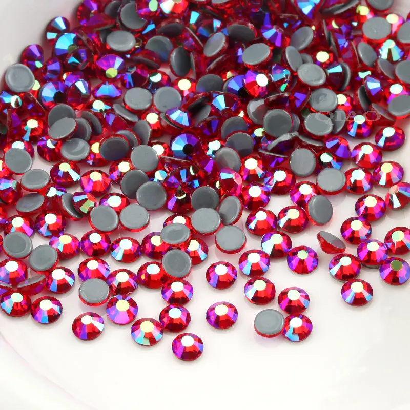 QIAO Light Siam AB Hotfix Rhinestones For Clothing&Wedding Garment Flat Back Hot Fix Crystals Rhinestone Accessories