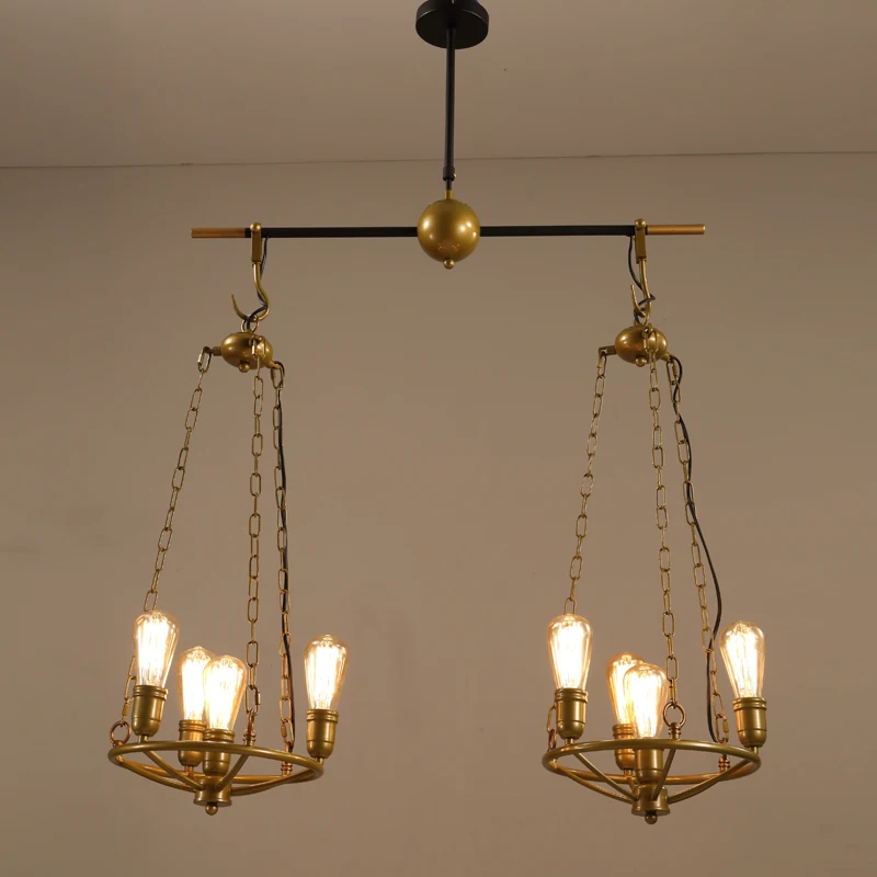 

Подвесные светильники в стиле ретро, креативные подвесные светильники для ресторана, кафе, бара, персональные промышленные подвесные золотые железные светильники 2/5/8 ZA GY244