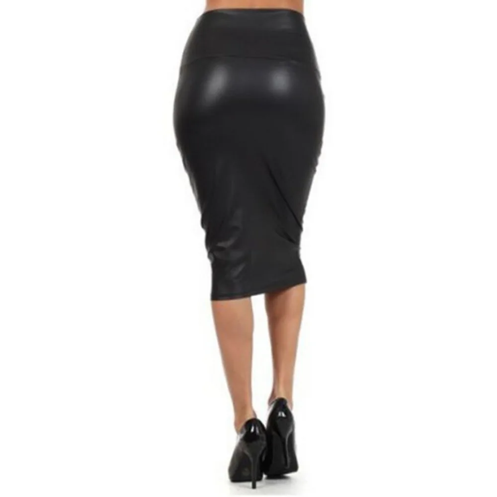 High Waist Pencil Skirts Club Vintage Bodycon Midi Skirt Plus size PU Leather Skirt Sexy jupe faldas S,M,L,XL,2XL,3XL