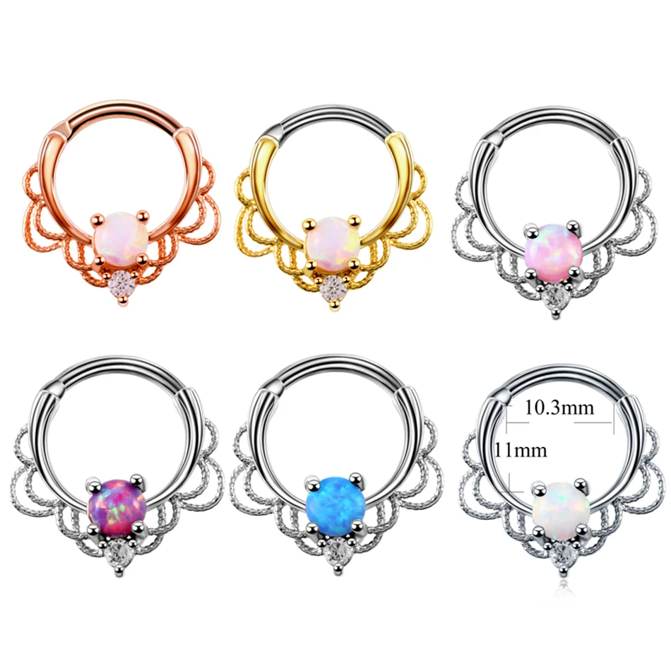 1PC Copper Nose Hoop Septum Rings Crystal Ear Helix Clicker Piercings CZ Cartilage Daith Rook Earring Tragus Piercings Jewelry