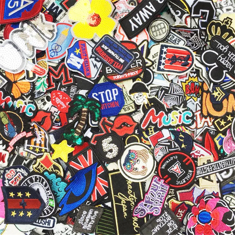 10PCS/Set Mixed Iron on and Sew-On Patches For Clothing Shirt Jacket Embroidered Clothing Patches Stripes Stickers