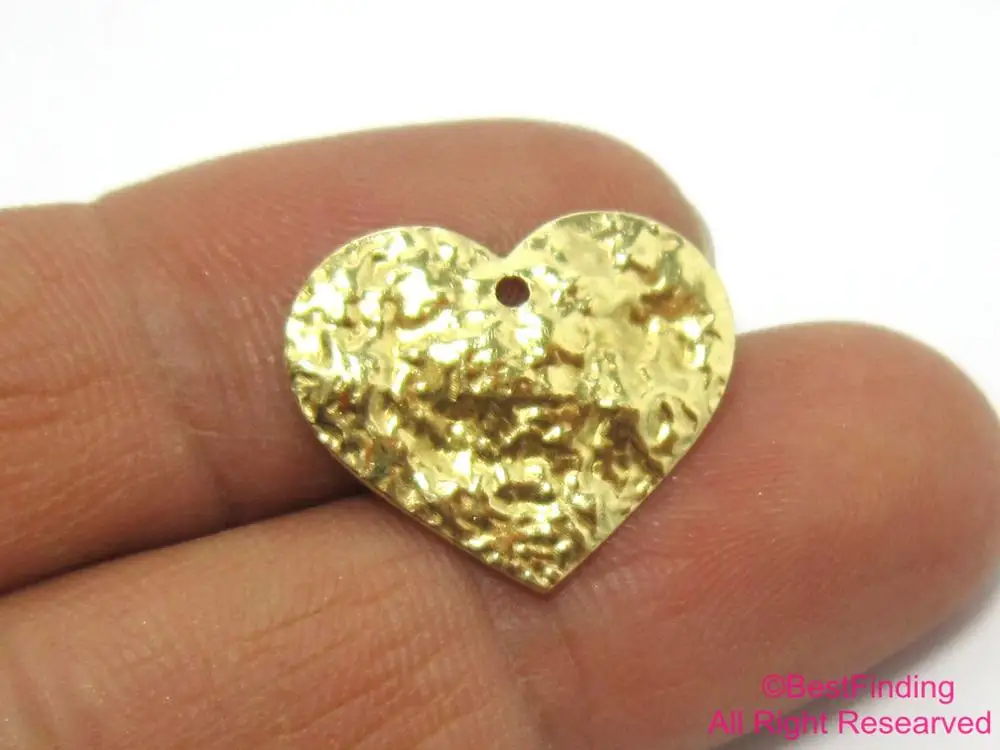 50pcs Brass charms 20x17mm Hammered Raw brass heart earrings pendant R485