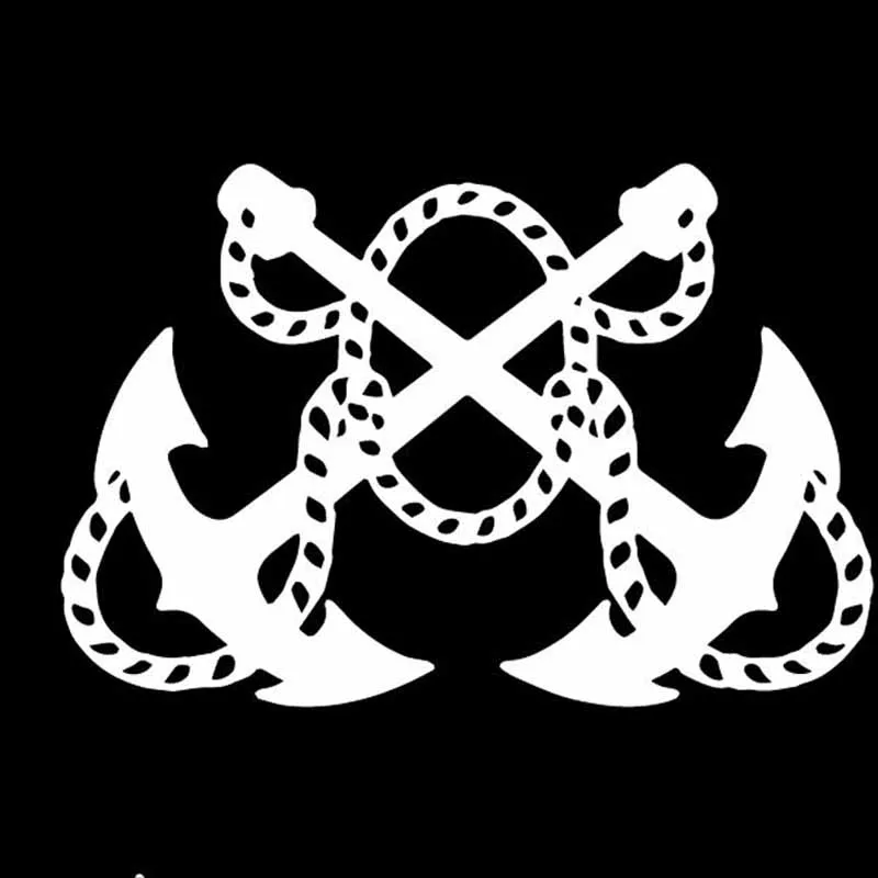 YJZT 15.6CM*10.4CM Helm Crossed Anchors Ship Sea Navy Vinly Decal Decor Car Sticker Luxurious Black/Silver C27-0444