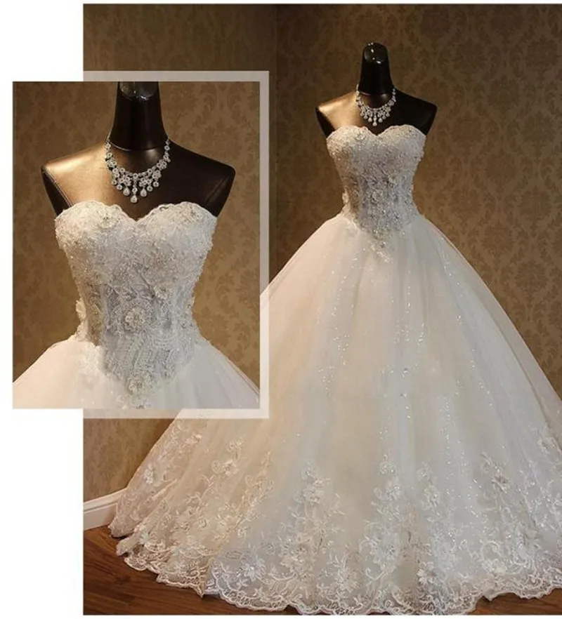 Vestidos de Novia Charming Flower Appliques Princess Wedding Dress Customized Beading Embroidery Elegant Lace Wedding Gown