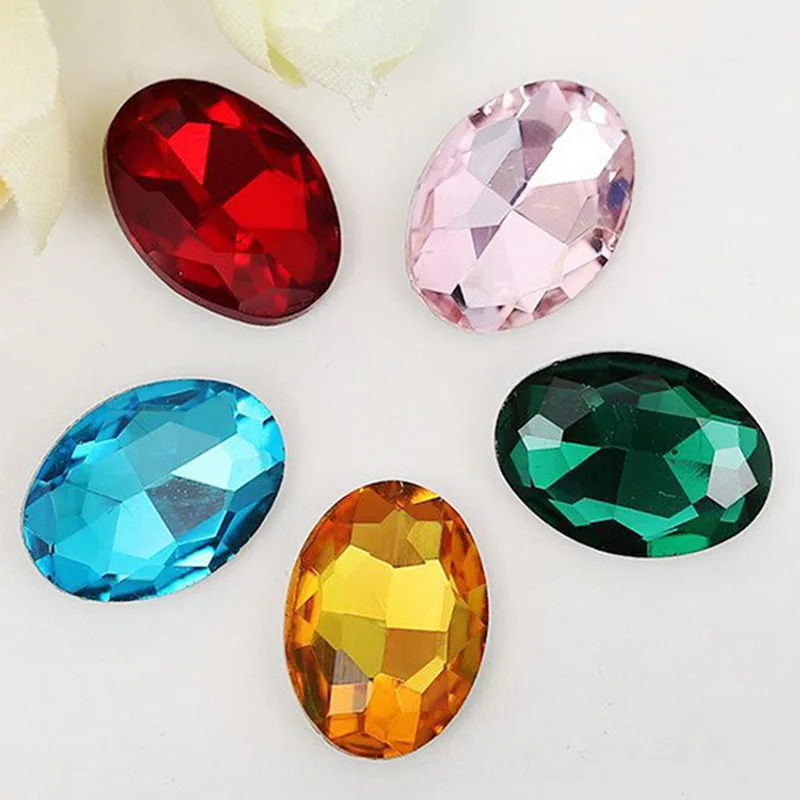 5-50pcs/lot Multiple Colors Oval Faceted Cusp Sewing Rhinestones Acrylic Craft For DIY Craft  Home Decoration Supplies