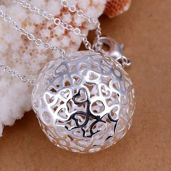 P009_2 Hot Sale S925 Silver Color Jewelry Wholesale Factory Price Charms Fashion Three-dimensional Ball Pendants