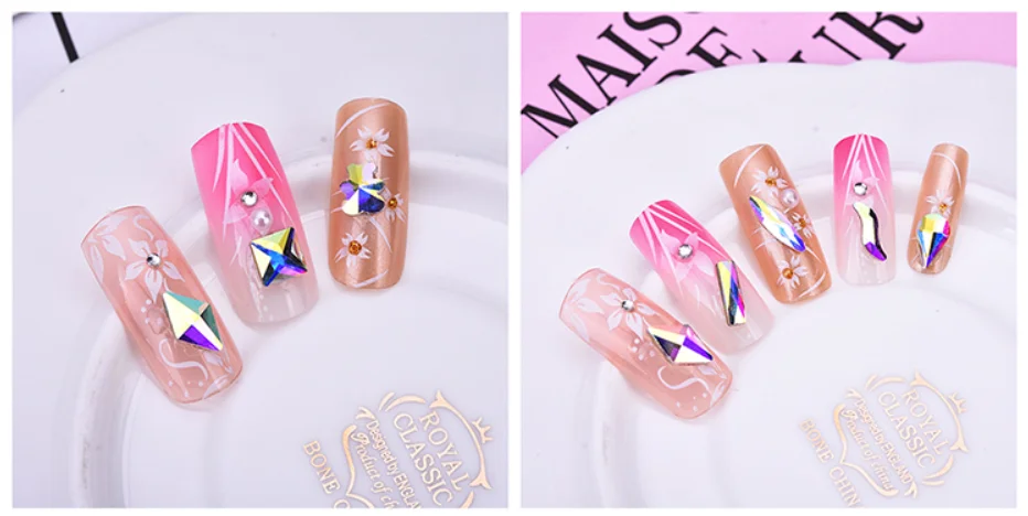 Verschiedene Formen Mix 100 Stück/Beutel 26 Farben Flache Glas-Kristall-Strassperlen zum Aufkleben für Nagelkunst Handgemachtes Basteln DIY-Dekoration – Detail 6
