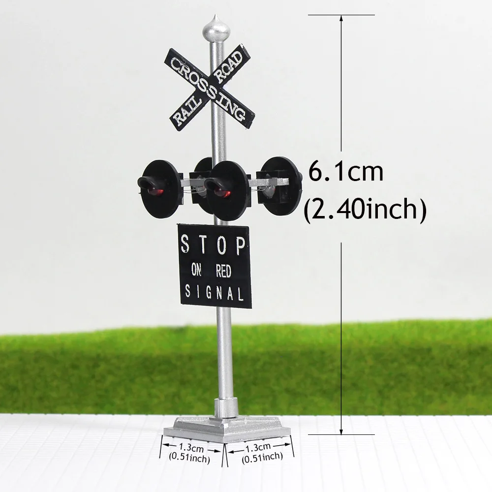 Evemodel 1 unidad HO Scale Railroad Crossing señal de parada en LEDs rojos con intermitente de placa de circuito