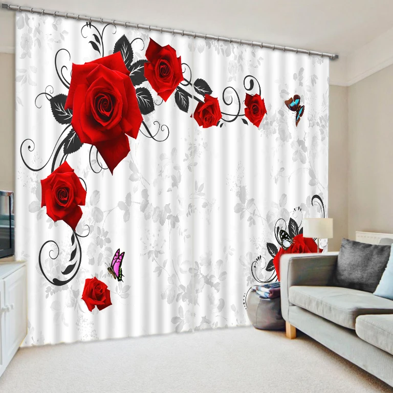 

Photo Customize size European Style Top Quality 3d flower curtains 3D Window Curtains For Bedding room