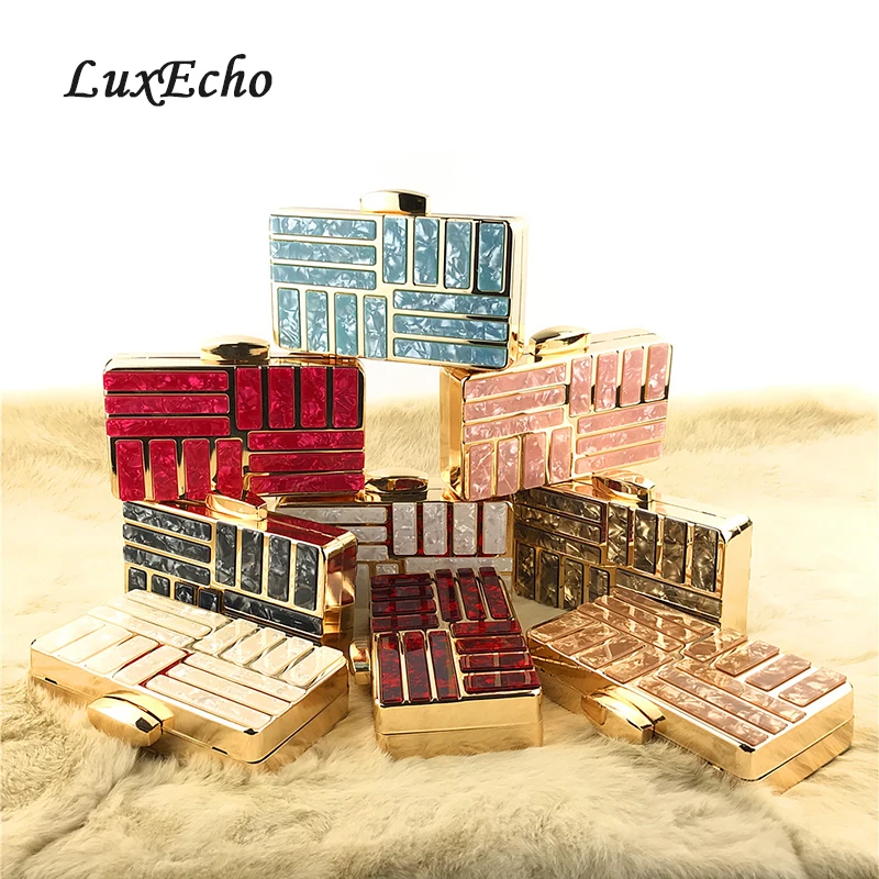 LuxEcho Acrylic Wedding purse Girl's Day Clutches Evening bags Party Chains Shoulderbags fashion square bags