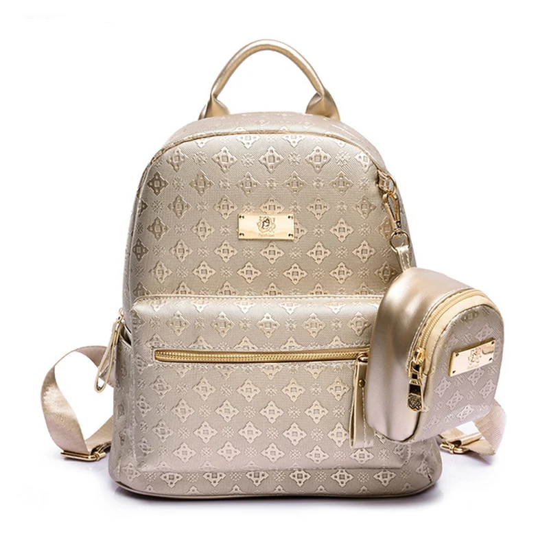 

Brand Printing Leather Backpack Women 2PCS Backpacks Girls Letter Backpack Fashion Large Capacity Bags Female Mochila Sac A Dos