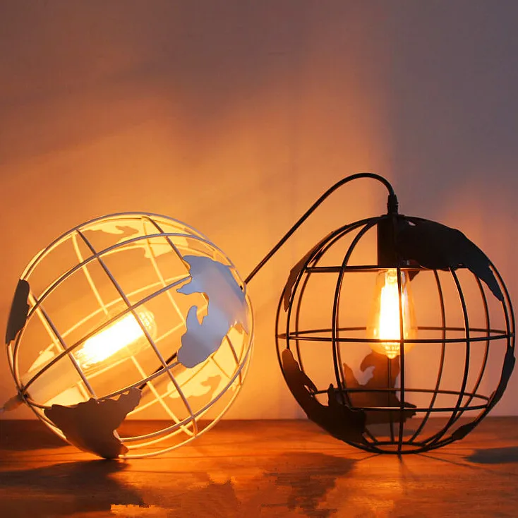 

Globe pendant lamp creative restaurant lighting wrought iron pendant lamp cafe round the globe single-head lamps 30cm AC110-240V