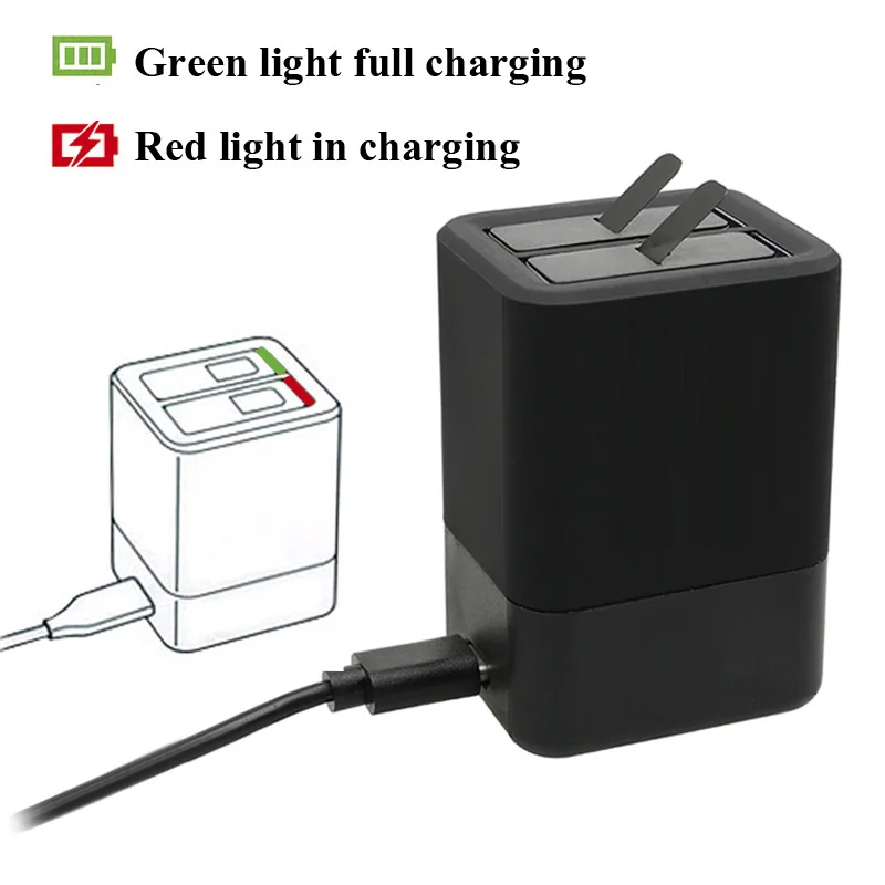 2Pcs 1220mAh Go Pro Battery + Dual Charger Seat double Charge for gopro hero 5 Hero 6 7 8 Black GoPro Camera Accessories
