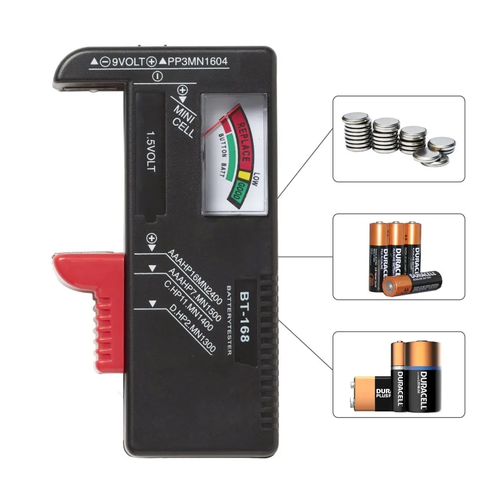 Probador de batería Digital Universal BT168, comprobador de voltios para botón AA AAA de 9V, probador de batería de varios tamaños, herramientas de medidor de voltaje, BT-168