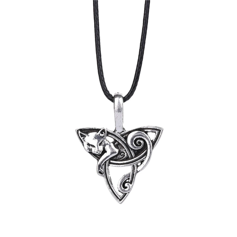 One Piece Viking Necklace Fox Triquetra Fenrir Animal Pendant Necklace Men Fashion Jewelry Supernatural Amulet Knot Best Gift