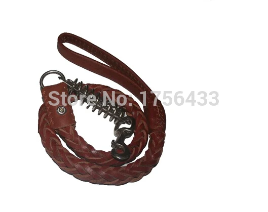 Free Shipping High quality cowhide leather dog leash dog collar chain Gou Sheng eyes double rivet collar traction rope ZW50