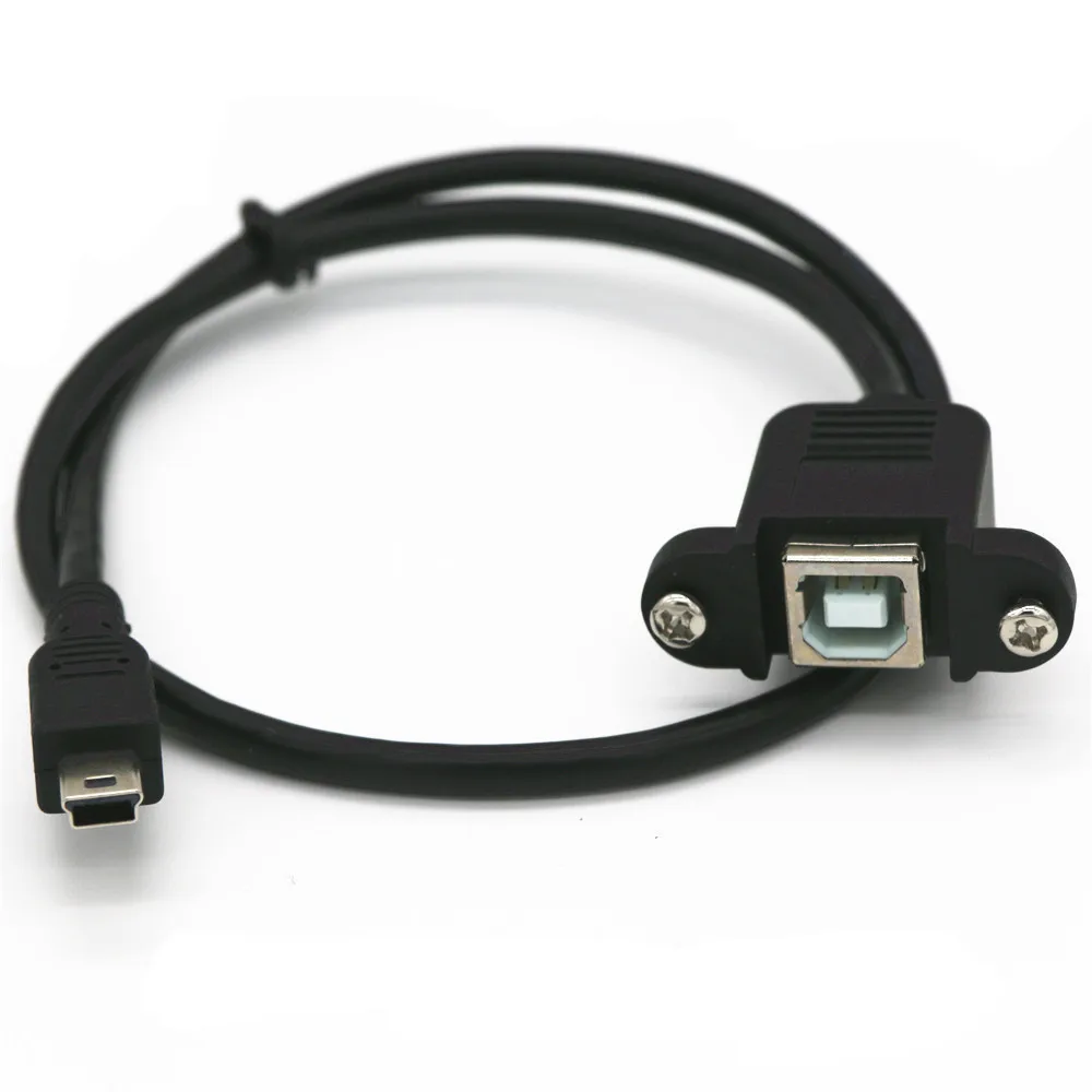 Mini-USB 5pin Mini USB 2.0 Male to USB 2.0 B Type Female Connector Cable 30cm 50cm With Panel Mount Hole cables