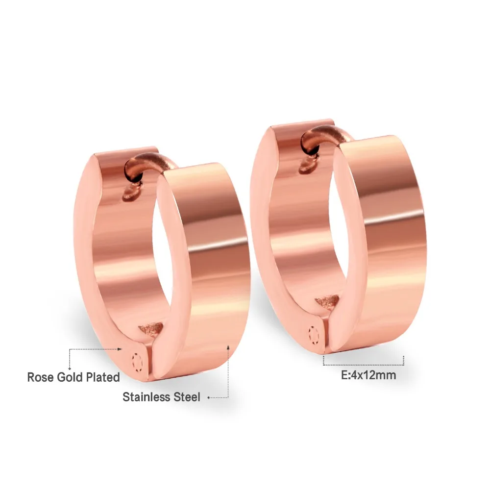LUXUSTEEL Golden Hoop Earrings For Women/Girl Stainless Steel Circle Earring Fashion Jewelry Black Earrings Wholesale Party