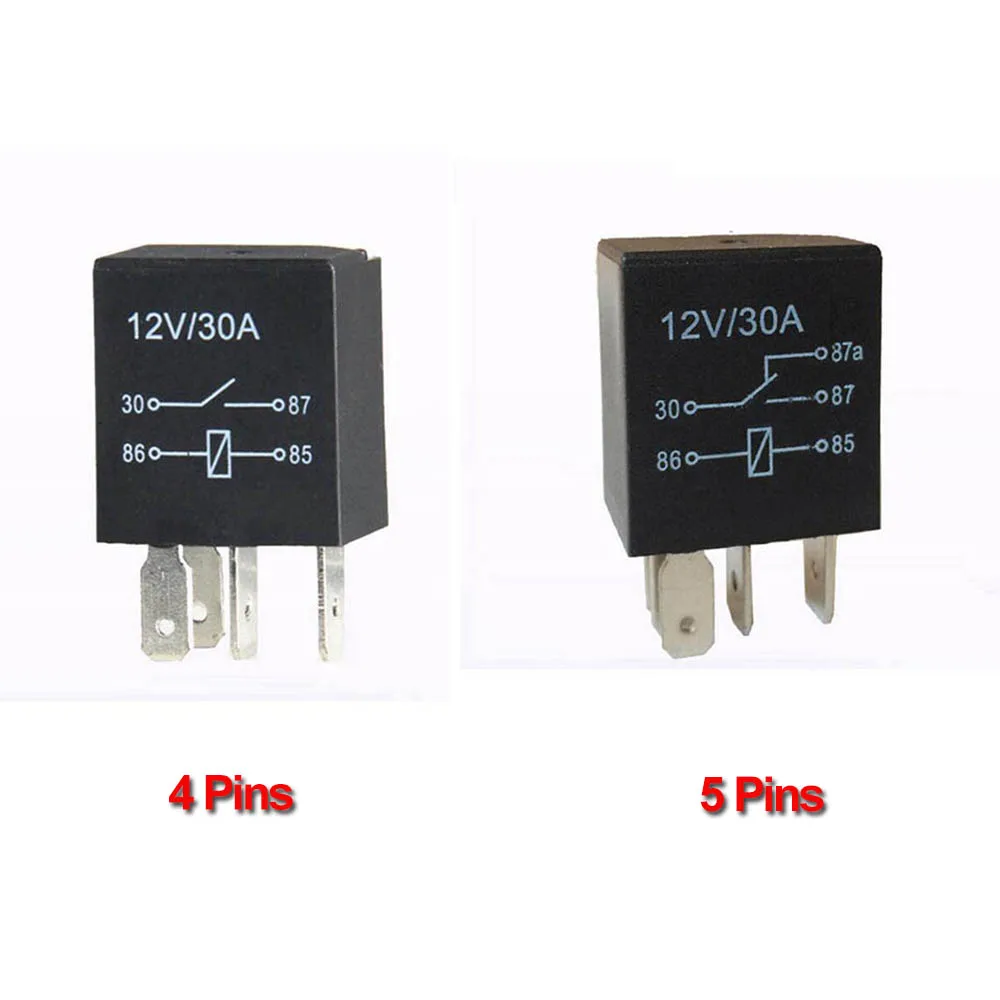 4 Pins/5 Pins 12VDC 30A Violet Car Relay 640W 10-55Hz Waterproof Air Conditioning High Beam Near Light Relay HV6-1H-DC12V